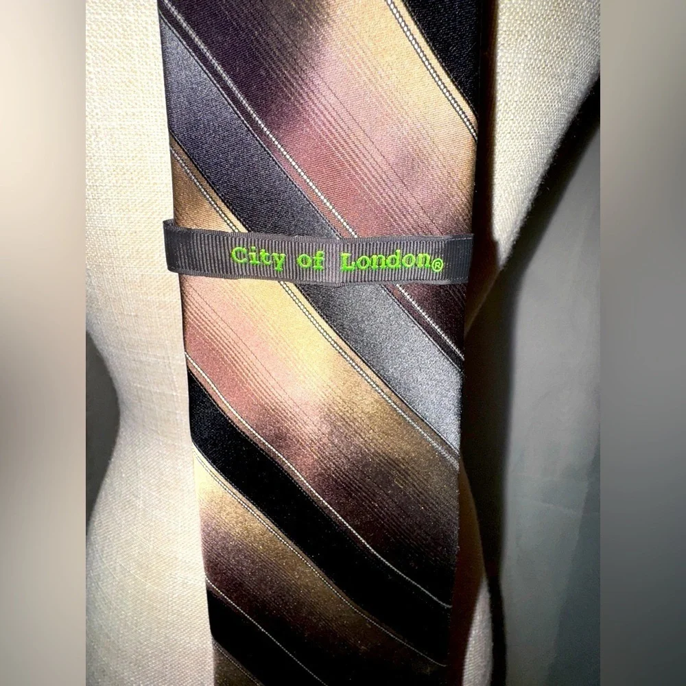 City of London Striped Brown and Black Tie. NWT.